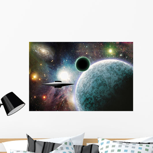 Space Craft near Planet Wall Mural