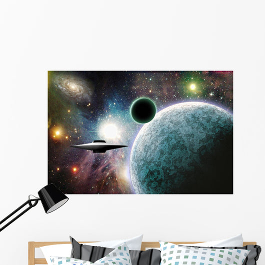 Space Craft near Planet Wall Mural