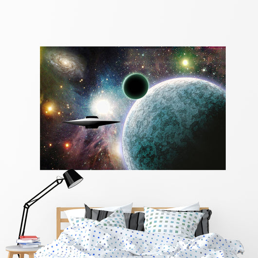 Space Craft near Planet Wall Mural