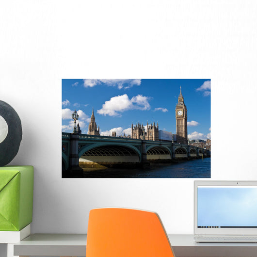 The Big Ben , the Houses of Parliament and Westminster Bridge in Wall Mural