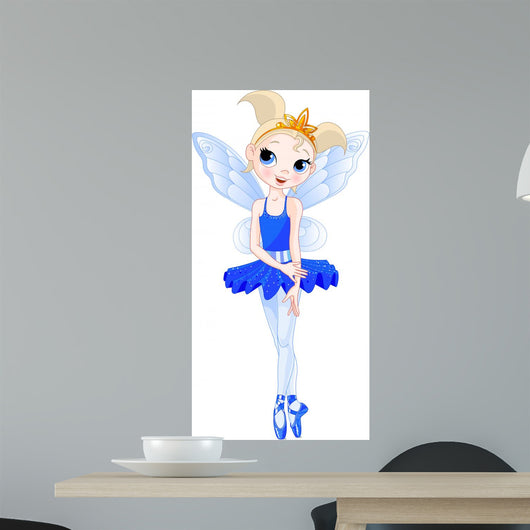(Rainbow colors ballerinas series). Dark Blue Ballerina Wall Decal