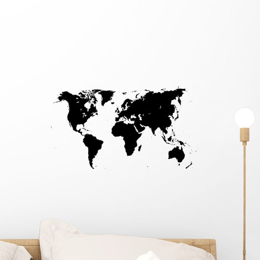 world map – high detail b&w Wall Mural