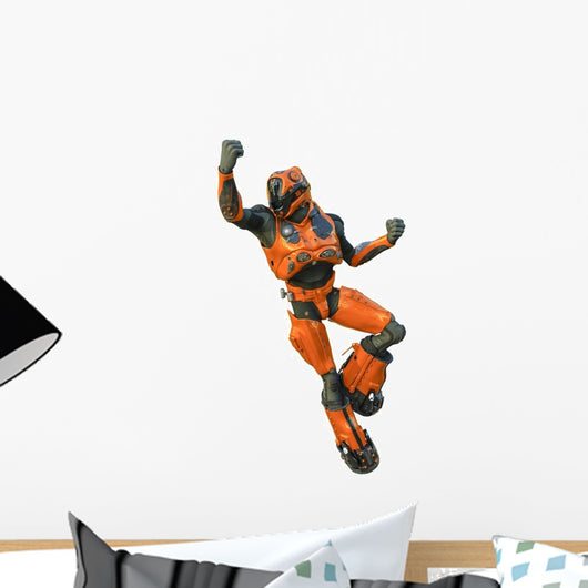 Orange Robot Astronaut Wall Decal