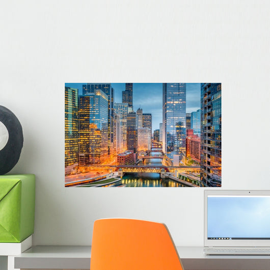 Chicago Illinois Usa Cityscape River Wall Decal