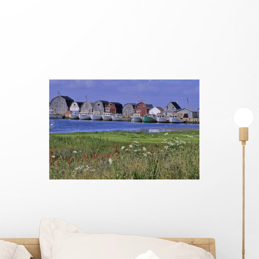 Fishing Shacks Line The Bay At Malpeque Harbour, Pei Wall Mural