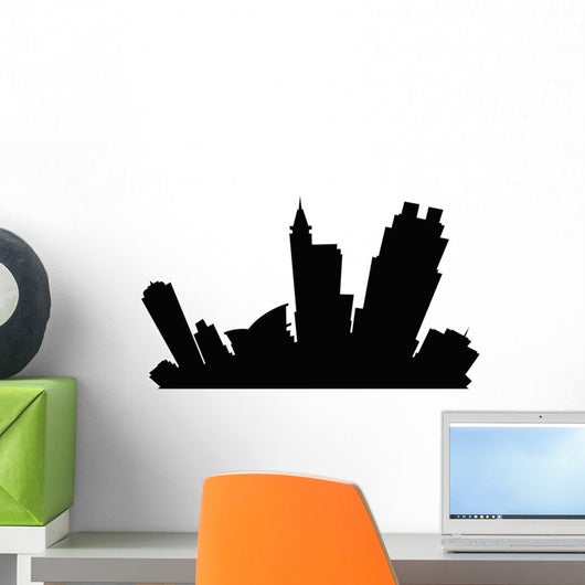 Cartoon Skyline Silhouette City Wall Decal