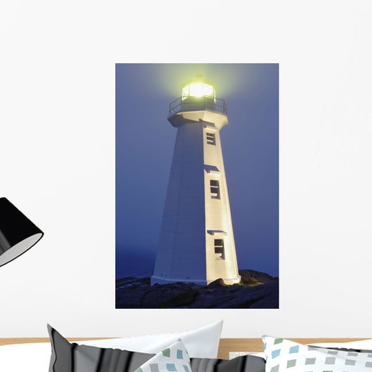 View Of Cape Spear Lighthouse In Fog At Twilight Wall Mural