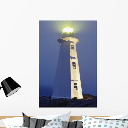 View Of Cape Spear Lighthouse In Fog At Twilight Wall Mural