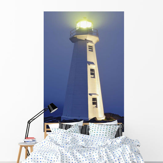 View Of Cape Spear Lighthouse In Fog At Twilight Wall Mural