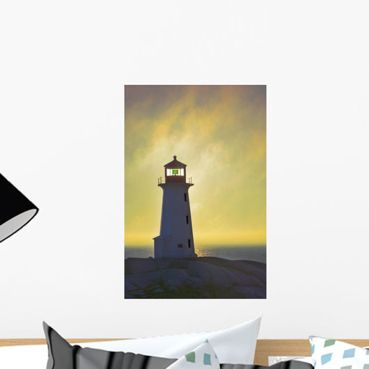 Sunset Over Peggy's Cove Lighthouse Wall Mural