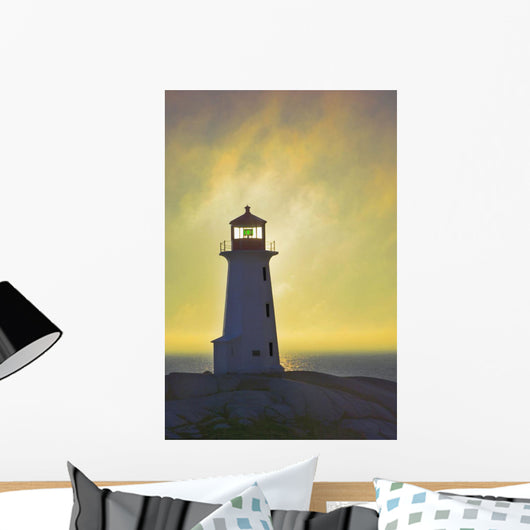 Sunset Over Peggy's Cove Lighthouse Wall Mural