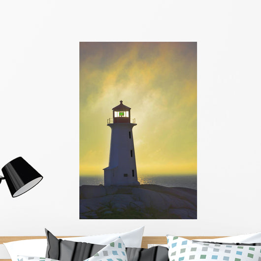 Sunset Over Peggy's Cove Lighthouse Wall Mural