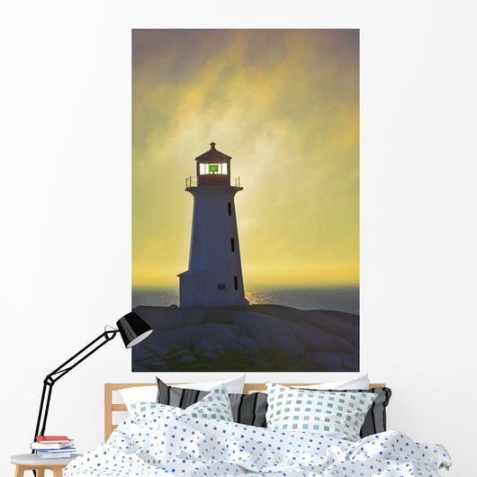 Sunset Over Peggy's Cove Lighthouse Wall Mural