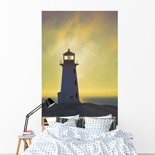 Sunset Over Peggy's Cove Lighthouse Wall Mural