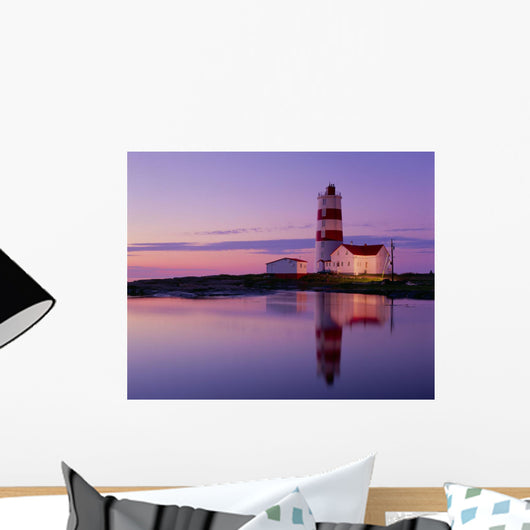 Pointe Des Monts Lighthouse At Dawn, Manicouagan Region, Quebec Wall Mural