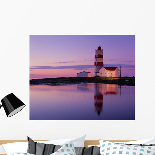 Pointe Des Monts Lighthouse At Dawn, Manicouagan Region, Quebec Wall Mural