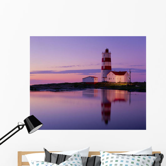 Pointe Des Monts Lighthouse At Dawn, Manicouagan Region, Quebec Wall Mural