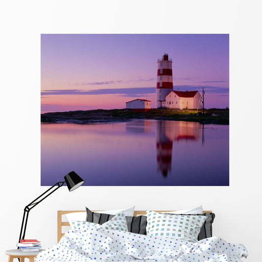 Pointe Des Monts Lighthouse At Dawn, Manicouagan Region, Quebec Wall Mural
