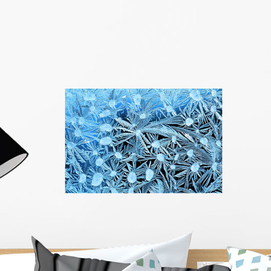 Close Up Of Frost Crystals With Cyan Lighting Wall Mural