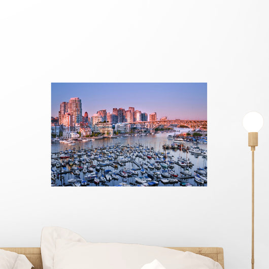 Vancouver Downtown And False Creek Marinas Wall Mural