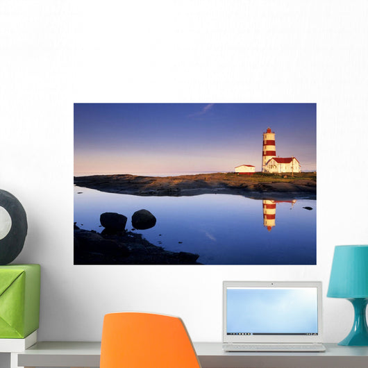Lighthouse, Pointe-Des-Monts, St-Lawrence River, Quebec Wall Mural