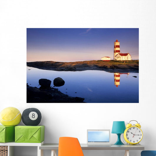 Lighthouse, Pointe-Des-Monts, St-Lawrence River, Quebec Wall Mural