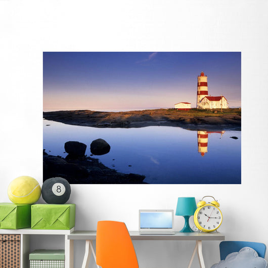 Lighthouse, Pointe-Des-Monts, St-Lawrence River, Quebec Wall Mural