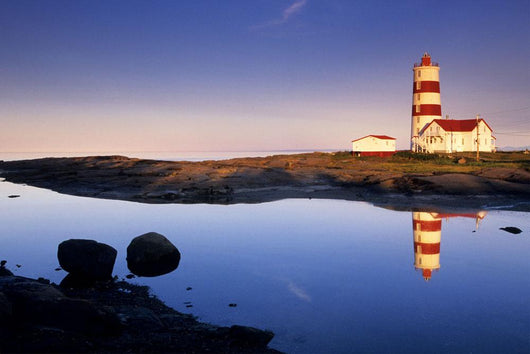 Lighthouse, Pointe-Des-Monts, St-Lawrence River, Quebec Wall Mural