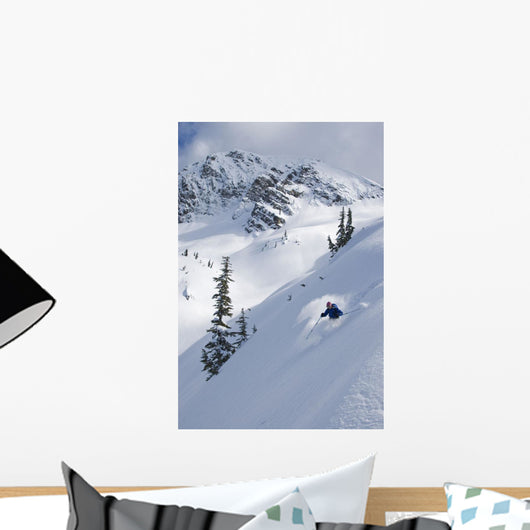 Skier Hitting Powder Below Nak Peak Wall Mural