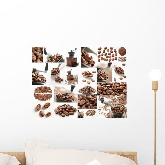 Collage with Coffee Beans photos. Wall Mural
