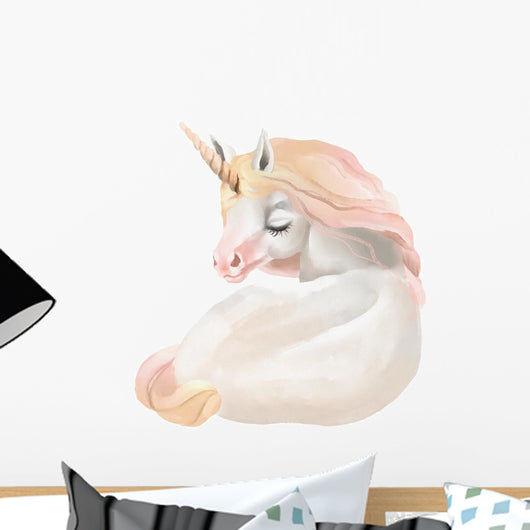 Beautiful Cute Watercolor Unicorn Wall Decal