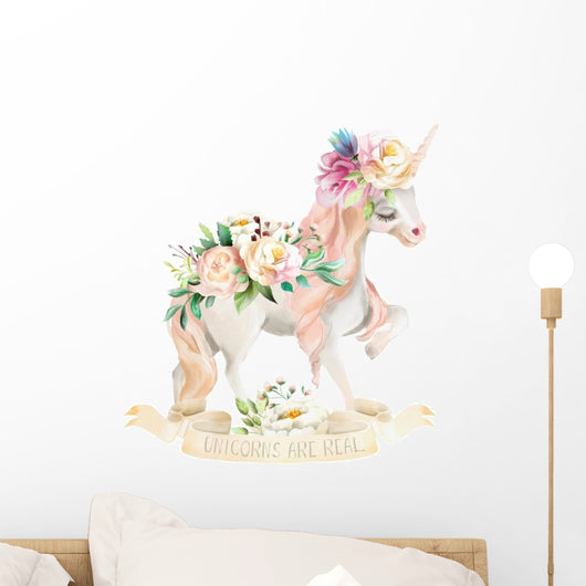 Unicorns Are Real Floral Wall Decal