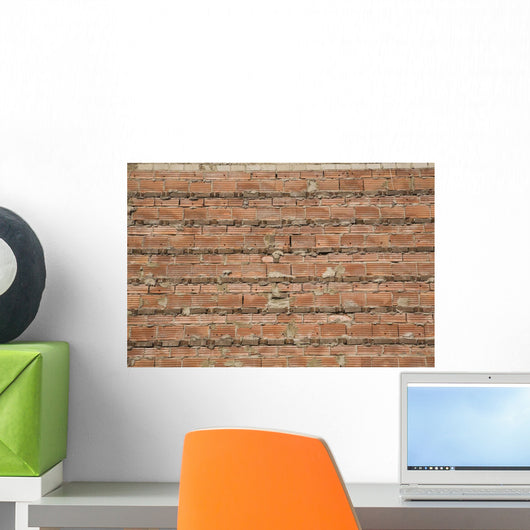 Close-Up Of A Brick Wall With Exposed Cement Mortar Joints Wall Mural
