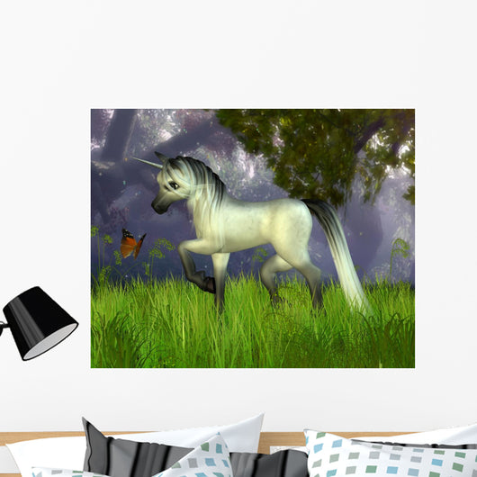 Cute Toon Unicorn with Wall Mural