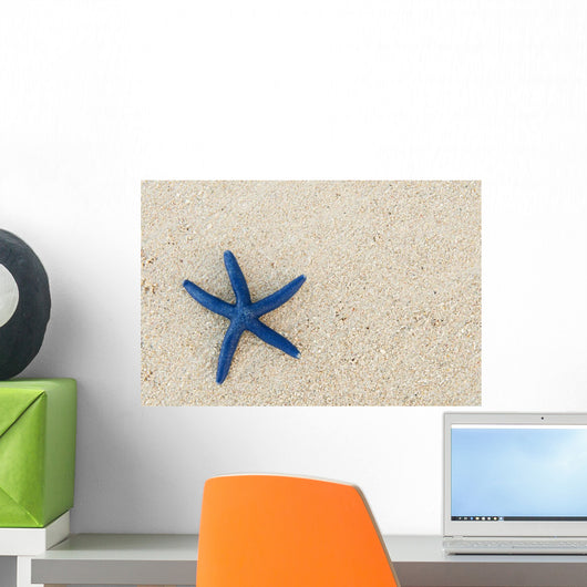 Fiji, Viti Levu Island, Blue sea star on beach at Shangri-La resort Wall Mural