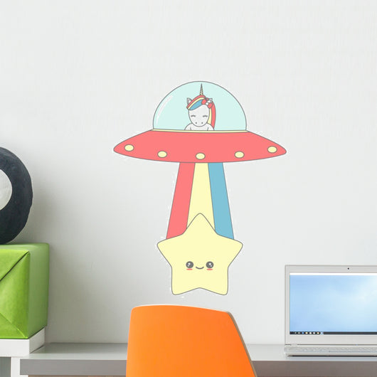 Sci-fi Rainbow Unicorn Wall Decal