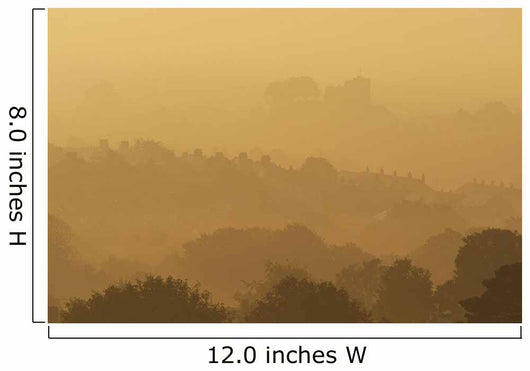 The Town And Castle Of Lewes Early On A Misty Wall Mural