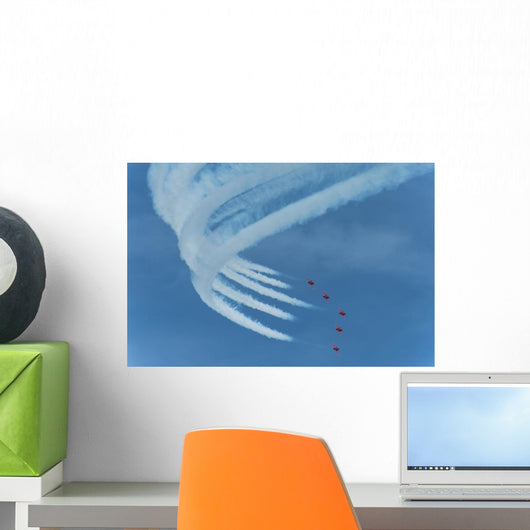 Red Arrows In Action At The Eastbourne Airshow, East Sussex, Uk Wall Mural