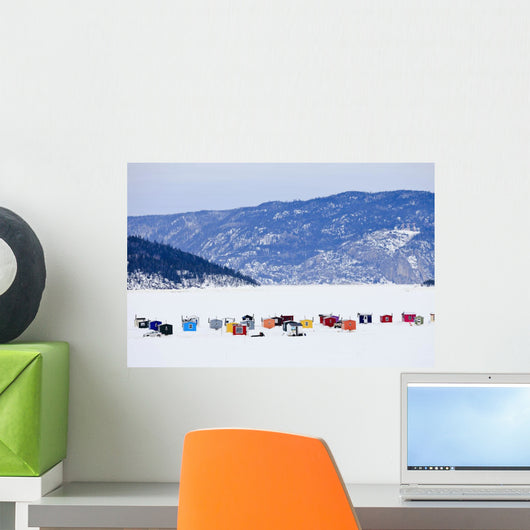 Ice Fishing Huts On Saguenay River Wall Mural