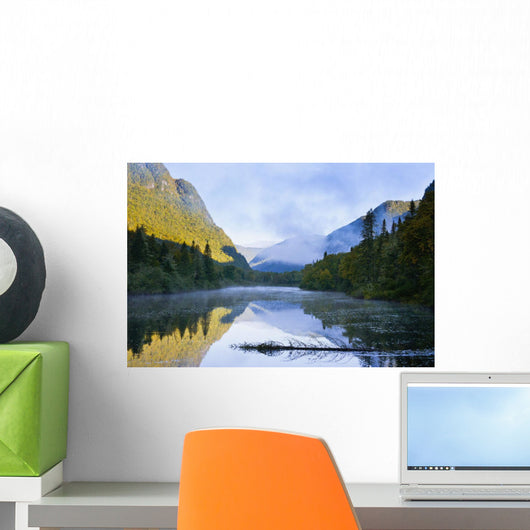 Mist On Jacques-Cartier River At Dawn In Jacques-Cartier National Park Wall Mural