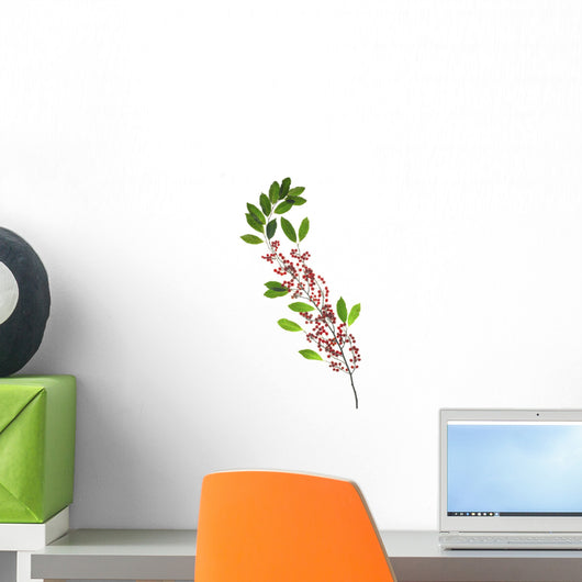Berries On A Stem Against A White Background Wall Mural