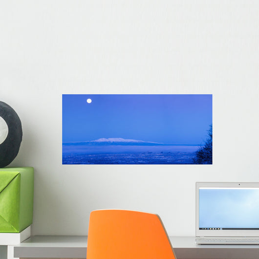 Scenic View Of The Full Moon Over Mt Susitna During Winter Wall Mural