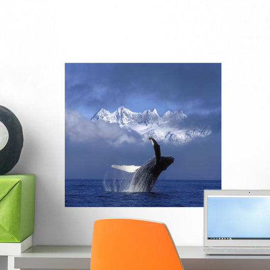 Humpback Whale Breaches Wall Mural