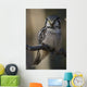 Close Up Of Hawk Owl Perched On A Branch Wall Mural