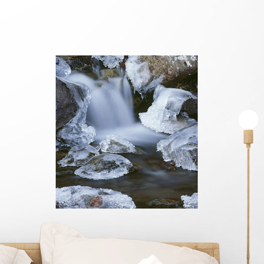 Blurred Motion Of Creek Surrounded By Ice Sc Alaska Wall Mural