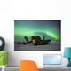 Green Northern Lights Dance Over A Historical Gold Dredge Near Nome Wall Mural