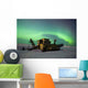 Green Northern Lights Dance Over A Historical Gold Dredge Near Nome Wall Mural