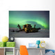 Green Northern Lights Dance Over A Historical Gold Dredge Near Nome Wall Mural