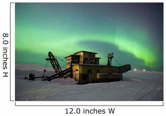 Green Northern Lights Dance Over A Historical Gold Dredge Near Nome Wall Mural