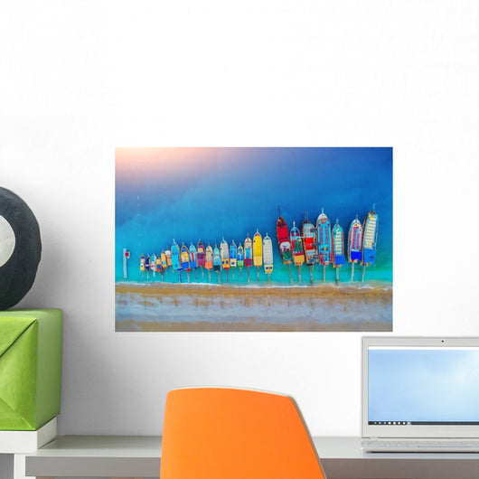 Aerial Colorful Boats Mediterranean Wall Decal